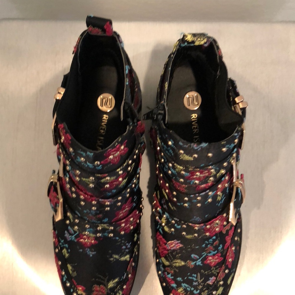 River Island floral zip ankle boots 7.5-8 unique! - Picture 4 of 8